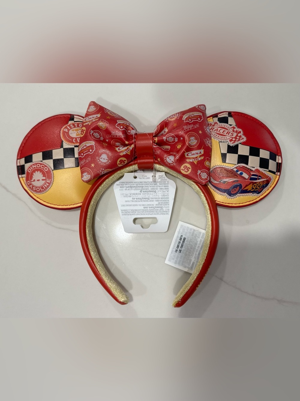 2025 Disney Parks Cars Lightning McQueen Ears Headband #95 Dinoco Piston Cup